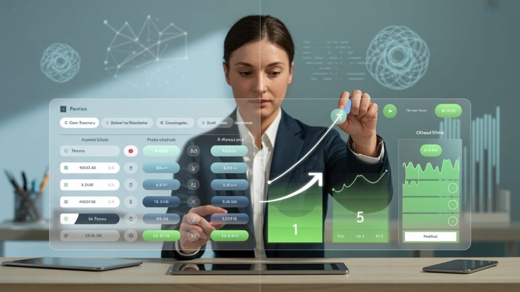 Split-screen lab setup with A/B testing, sleek analytics, and bright green conversion stats.