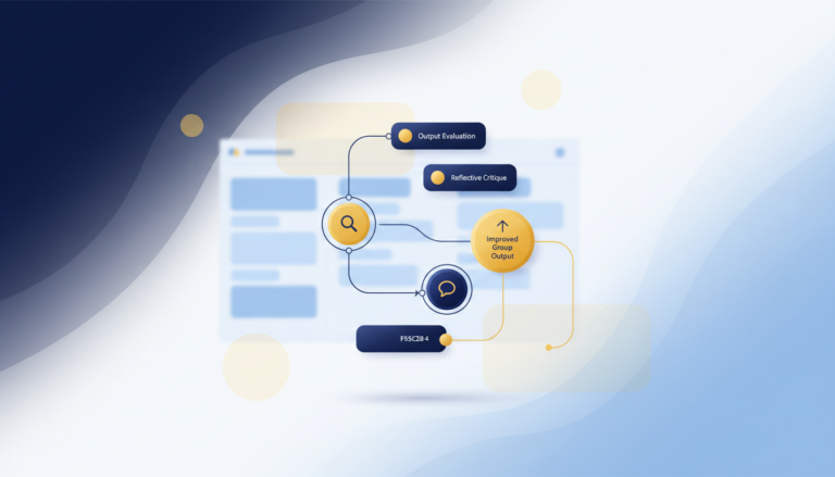 Futuristic AI workflow in deep blue and golden tones, featuring 3D node flowchart and modular interface.